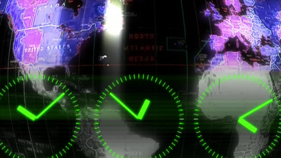 World Map and Green Clocks Loop - Video HD